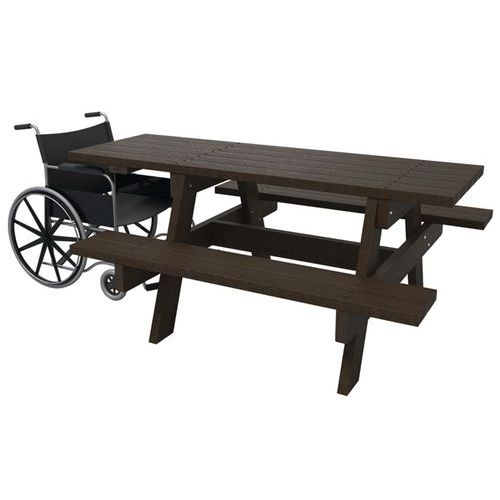 Table bancs Parc Eco PMR 180 - Marron - Livré monté - Mobilier d'extérieur