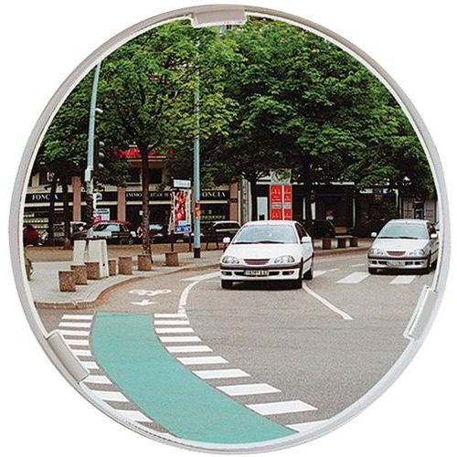 Miroir de sécurité rond intérieur/extérieur Ø 40 cm Polymir blanc