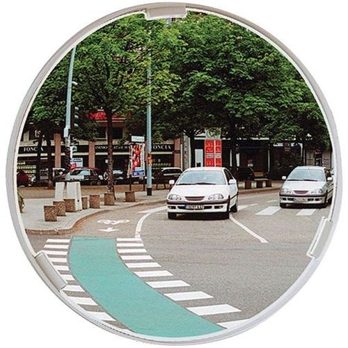 Miroir de sécurité rond intérieur/extérieur Ø 60 cm Polymir blanc