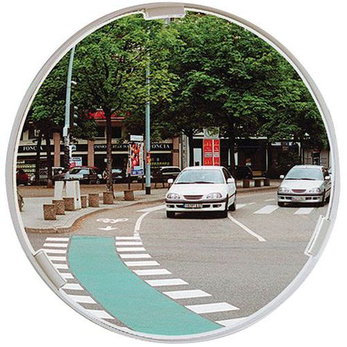 Miroir de sécurité rond intérieur/extérieur Ø 80 cm Polymir blanc