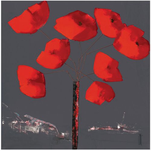 Tableau coquelicots sur aluminium dibond brossé 70 x 70 cm Tableau coquelicots sur aluminium dibond brossé 70 x 70 cm
