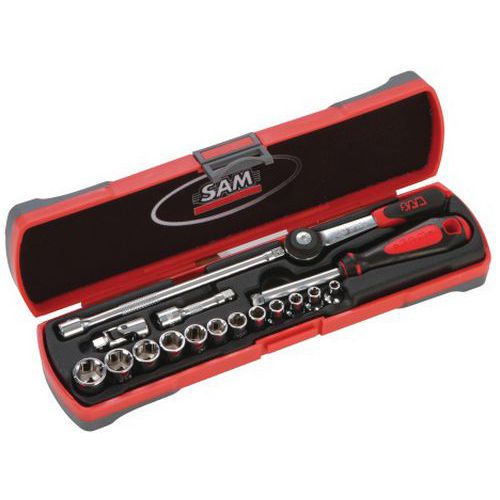 Coffret bi-matiere douilles et accessoires 1/4'' - 17 outils Coffret bi-matiere douilles et accessoires 1/4'' - 17 outils