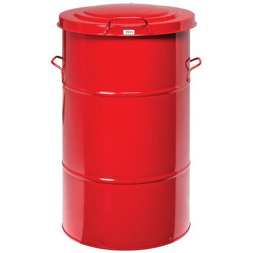 Poubelle 115l En Tôle D'acier L490xl490xh805 Rouge