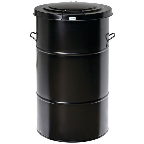 Poubelle 115l En Tôle D'acier L490xl490xh805 Noire