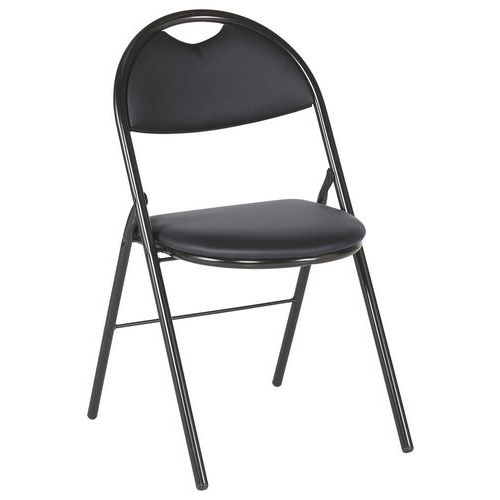 GMCE - Lot de 4 chaises pliantes Clap - Tissu Acrylique Gris, Piètement Noir - Confort et Design