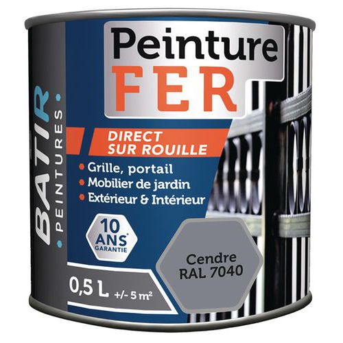 Peinture fer brillante 0,5 et 2,5 L Batir Manutan.fr