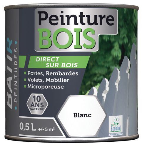 Peinture Bois Ecolabel Batir - 05l Blanc