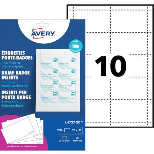 200 Inserts Microperforés Pour Badges 54 X 90 Mm