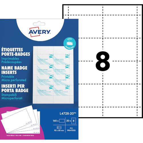 160 Inserts Microperforés Pour Badges 60 X 90 Mm
