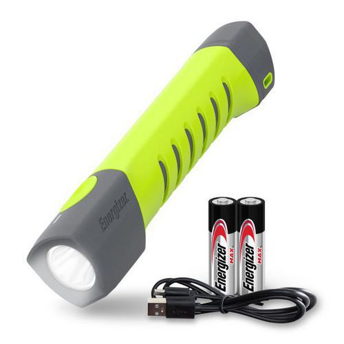 Energizer - Torche à main 2AA PRO SERIES - 500 Lumens, 200m Portée, Rechargeable, IP67, Vert/Gris