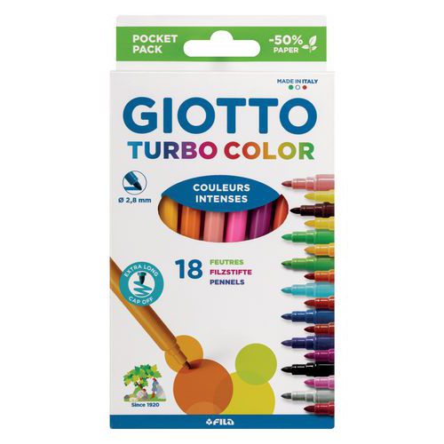 Etui 18 feutres Giotto Turbo color 18 couleurs différentes thumbnail image 1