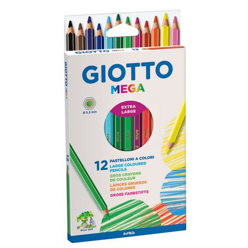 Etui 12 crayons de couleurs Giotto Méga mine Ø 5,5 mm thumbnail image 1