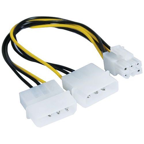 Adaptateur d'alimentation Molex vers PCI-E 6 pins - 25 cm Adaptateur d'alimentation Molex vers PCI-E 6 pins - 25 cm