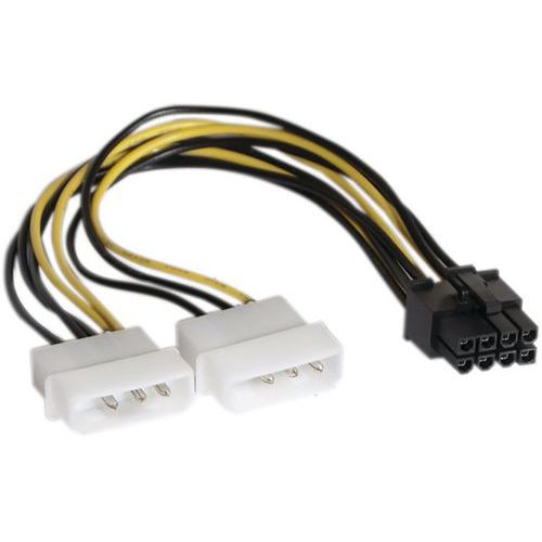 Adaptateur d'alimentation Molex vers PCI-E 8 pins - 15 cm Adaptateur d'alimentation Molex vers PCI-E 8 pins - 15 cm