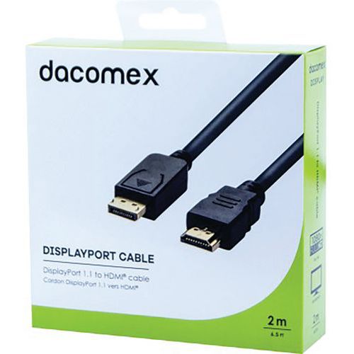 Cordon DisplayPort 1.1 vers HDMI - 2 m DACOMEX Cordon DisplayPort 1.1 vers HDMI - 2 m DACOMEX