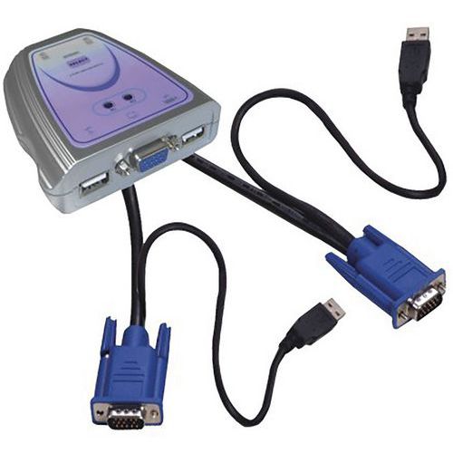 Mini KVM 2 ports VGA/USB avec câbles intégrés