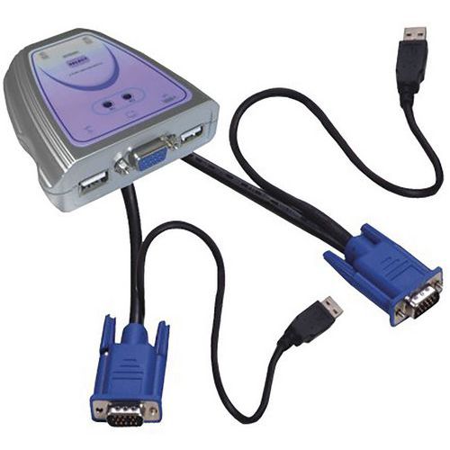 Mini KVM 2 ports VGA/USB avec câbles intégrés Mini KVM 2 ports VGA/USB avec câbles intégrés