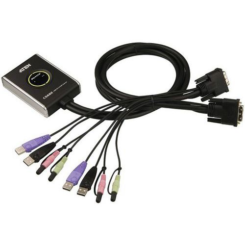 Cs682 Switch Kvm 2 Ports Dvi/usb/audio Câbles Intégrés Aten
