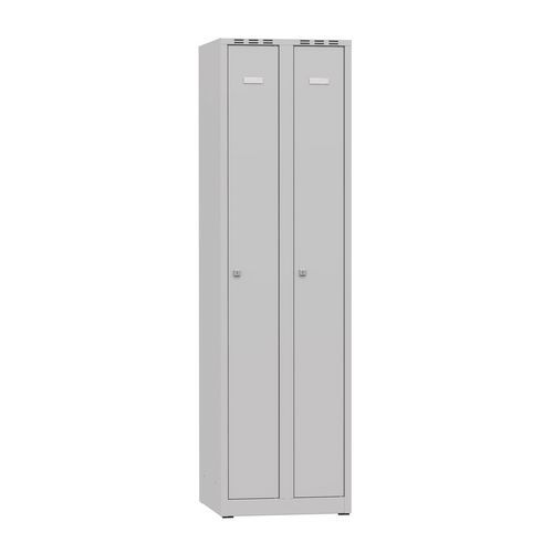 Vestiaire soudé TOM 2 colonnes avec serrure - Acier Gris Clair 1800x500x500mm - 2 casiers penderie - Livré monté