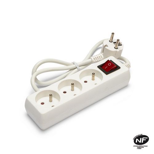 Velamp - Bloc multiprise 3 prises 16A avec interrupteur - Câble 1m - 3500W max