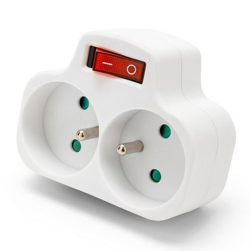 Velamp - Prise électrique Biplite 2P+T avant 16A avec interrupteur - 2 prises - Sécurité et praticité