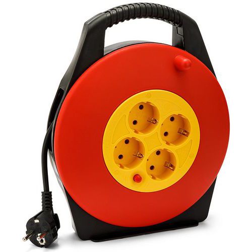 Velamp - Enrouleur Électrique Domestique 10m - 4 Prises Type E - Câble 1.0mm² - IP20