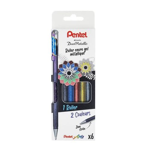 Pochette 6 stylos roller gel encre métallisé thumbnail image 1