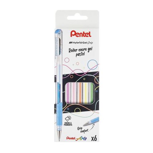 Pochette 6 stylos encre gel pastel Pentel thumbnail image 1