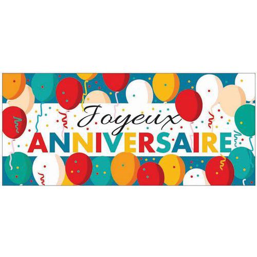 Décor Joyeux Anniversaire En Pain Azyme - 90x40 Mm