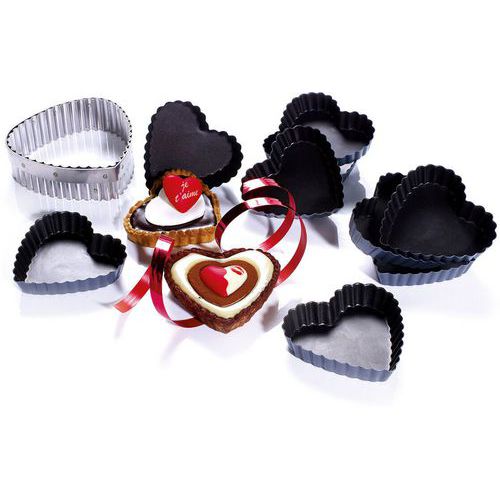 Moule Tartelette Cannelé En Coeur Exopan - Lot De 12 - 9 Cm