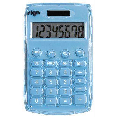 Calculatrice de poche scolaire 8 chiffres bleue thumbnail image 1