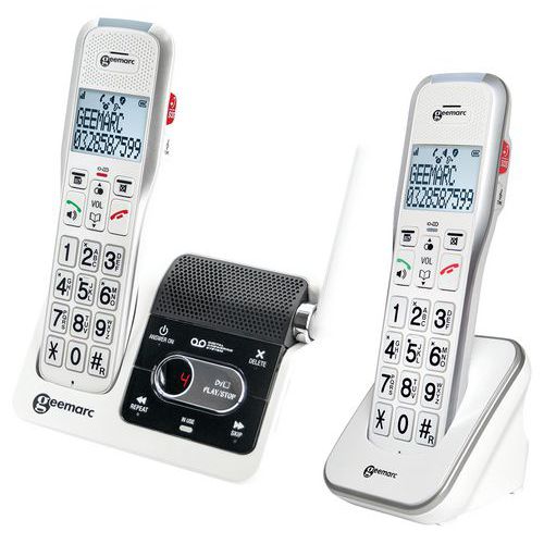 Téléphone Duo Sans Fil Et Répondeur Amplidect 595 U.l.e Blanc -geemarc
