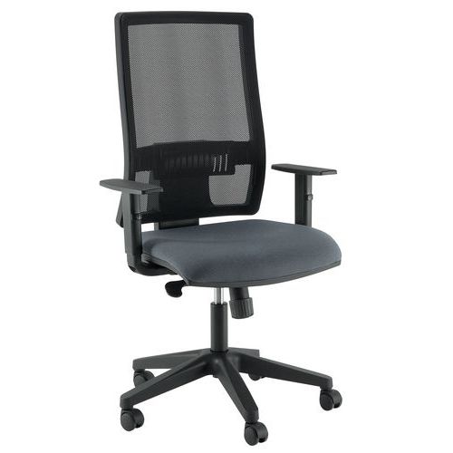 Fauteuil Office Sans Têtière Piètement Noir Assise Grise