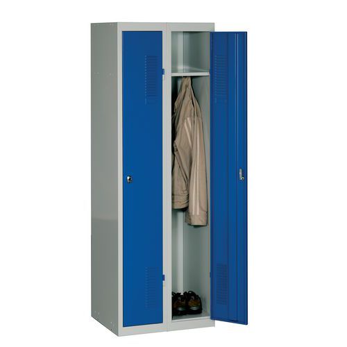 Vestiaire à monter DURO MONT - 2 colonnes - Acier Bleu/Gris Clair - Casier & Penderie - 1800x600x500mm - Montage Facile