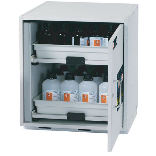 Asecos - Armoire SL-CLASSIC-UB Gris - 2 étagères coulissantes - Pour acides et bases - Serrure à cylindre