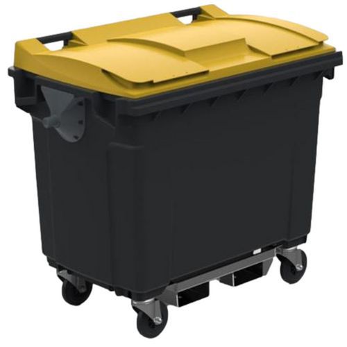 Conteneur 660l Couvercle Jaune Pass De Fourche +renford Fond