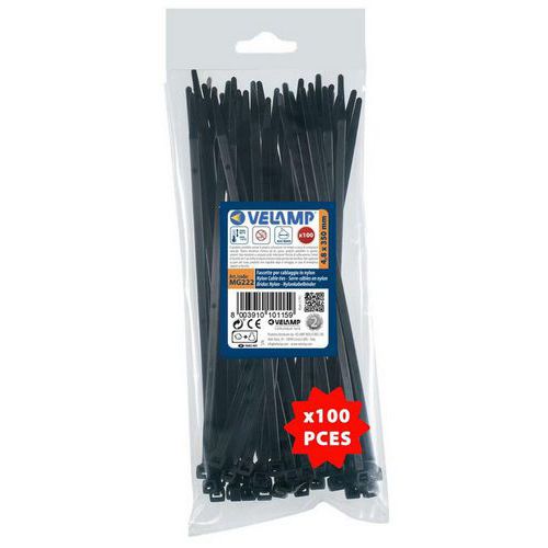 Velamp - Colliers de fixation nylon noirs - 4,8x350mm - Lot de 100 - Résistants et recyclables