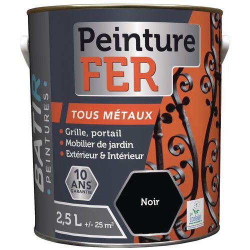 Peinture Fer Taux Métaux Ecolabel Aquarel - 25l Noir