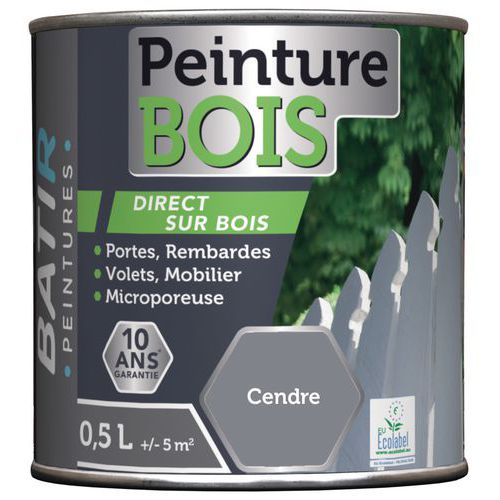 Peinture Bois Ecolabel Batir - 05l Cendre