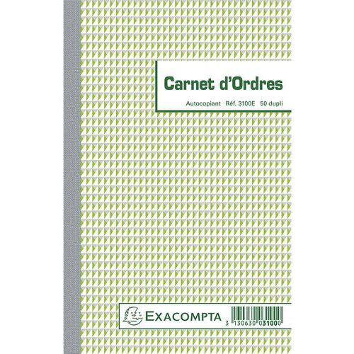 Carnet D'ordres 21x135cm 50 Feuillets Dupli Autocopiants
