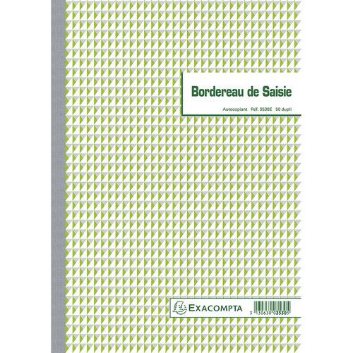 Bordereau Saisie Inform. 297x21cm 50 Feuil. Dupli Autocop.