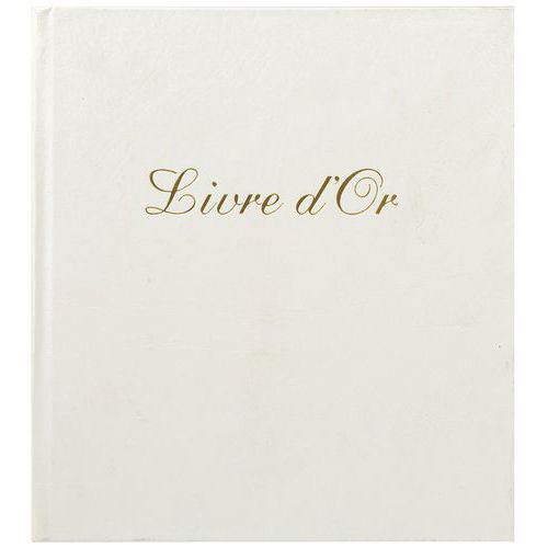 Livre D'or Cuir Alpille 140 Pges Ivoire 26x22cm Vertical Blanc