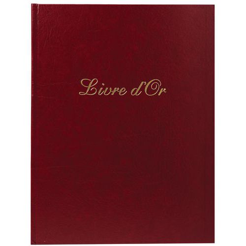 Livre D'or Cuir Alpille 140 Pges Ivoire 26x22cm Vertical Rouge