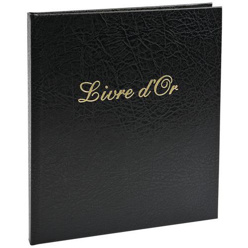 Livre D'or Balacron + Titre 140 Pages Blanches 21x19cm Vertical Noir