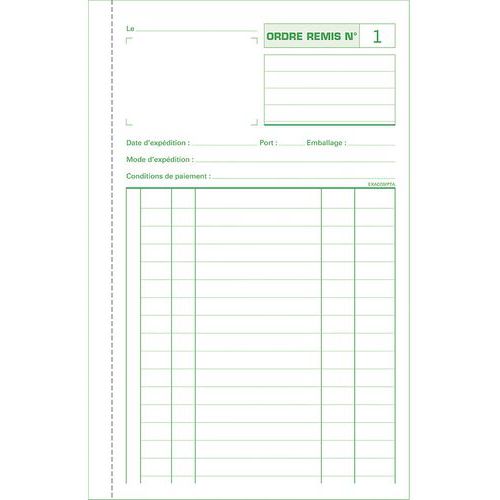 Carnet D'ordres 21x135 Cm 50 Feuillets Tripli Autocopiants