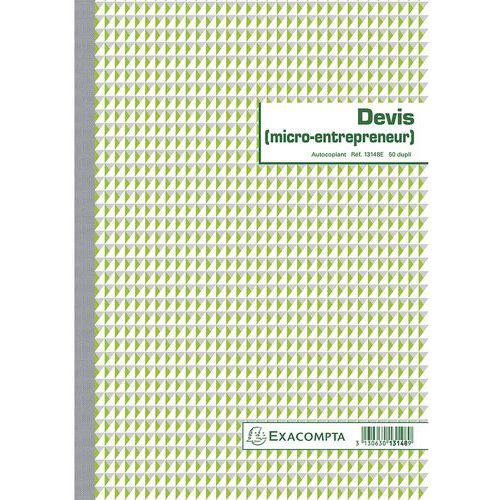Devis Micro-entrepreneur 297x21cm 50 Feuil. Dupli Autocop.