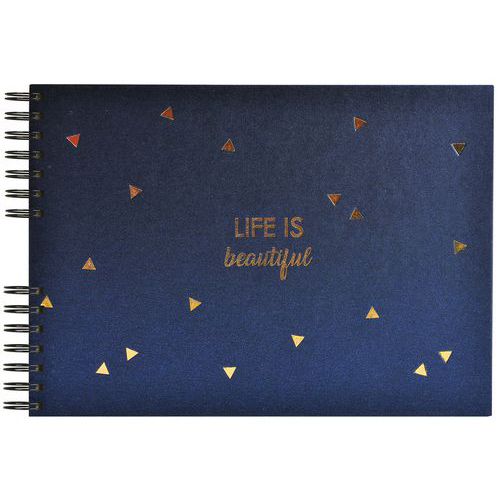 Album Photos à Spirales 50 Pages Noires 32x22cm Life Bleu