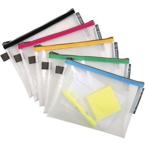 Pochette à Fermeture Ã‰clair En Plast. Souple A5 Col. Assort.