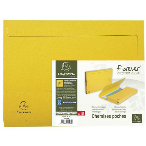 Paquet De 10 Chemises Poche Forever A4 - Jaune