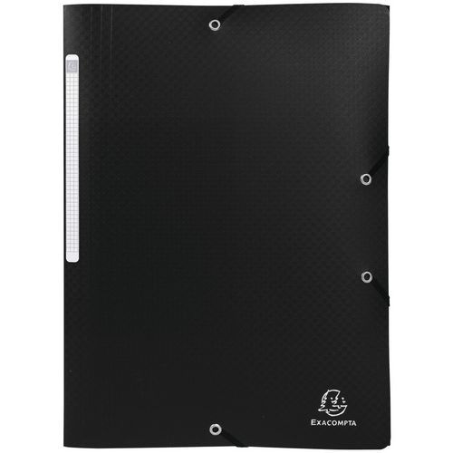 Chemise à lastiques 3 Rabats Polypropylène Opak - A4 - Noir